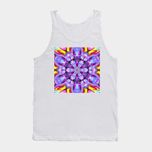 Psychedelic Hippie Flower Blue Pink and Yellow Tank Top